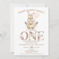 Boho Floral Word Bunny Rabbit 1. Geburtstag