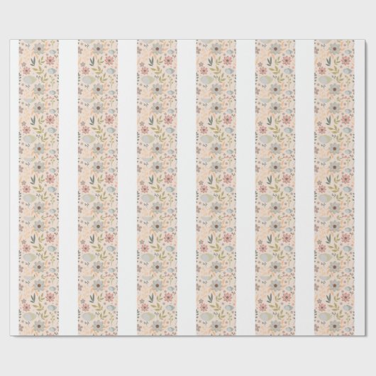 Boho Floral Wrapping Paper Pattern-Cute Aesthetic Geschenkpapier (Flach)