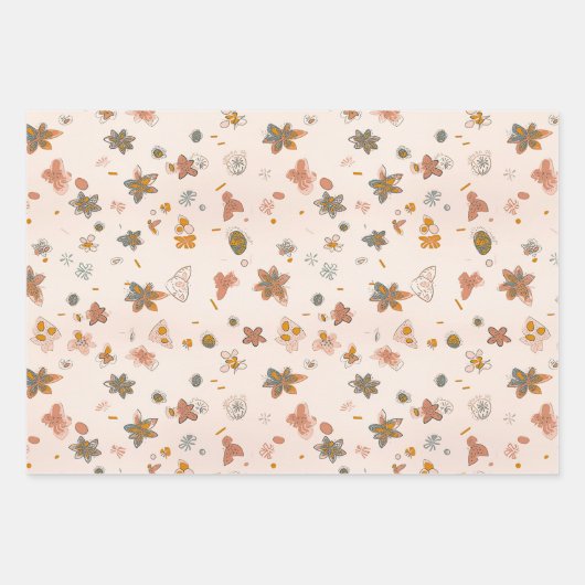 Boho Floral Wrapping Paper Sheets Geschenkpapier Set (Vorderseite 3)