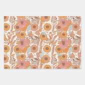 Boho Floral Wrapping Paper Sheets Geschenkpapier Set (Vorderseite)