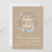 Boho Floral Wreath Baby Shower Einladung (Vorderseite)