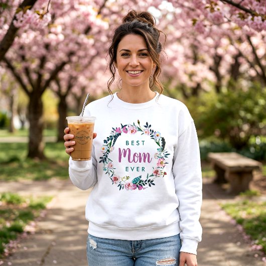 Boho Floral Wreath Beste Mama je Sweatshirt