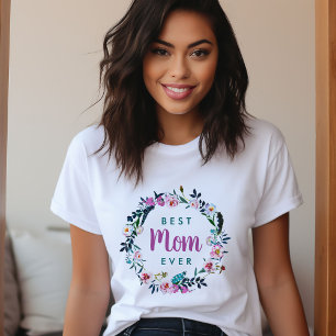Boho Floral Wreath Beste Mama je T-Shirt