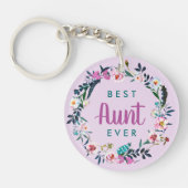 Boho Floral Wreath Beste Tante Foto Schlüsselanhänger (Vorderseite)