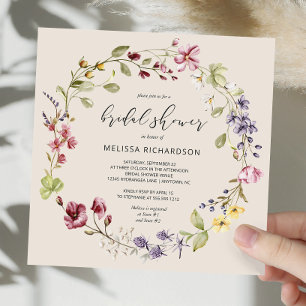Boho Floral Wreath Botanisches Brautparty Einladun Einladung