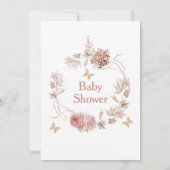 Boho Floral Wreath Butterfly Kisses Baby Shower Einladung (Rückseite)