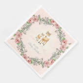 Boho Floral Wreath Deer Antler Baby Girl Shower Serviette (Ecke)
