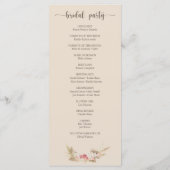 Boho Floral Wreath Script Wedding Flat Program Programm (Rückseite)