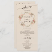 Boho Floral Wreath Script Wedding Flat Program Programm (Vorne/Hinten)