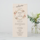 Boho Floral Wreath Script Wedding Flat Program Programm (Stehend Vorderseite)