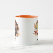 Boho Floral Wreath Skript Name Dog Foto Tasse (Zentrum)
