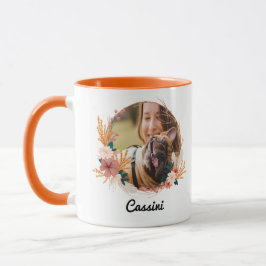 Boho Floral Wreath Skript Name Dog Foto Tasse