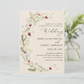 Boho Floral Wreath Wedding Einladung (Stehend Vorderseite)