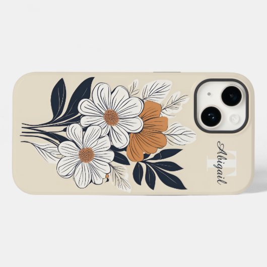 Boho Floral Zeichnend Case-Mate iPhone Hülle (Rückseite (Horizontal))