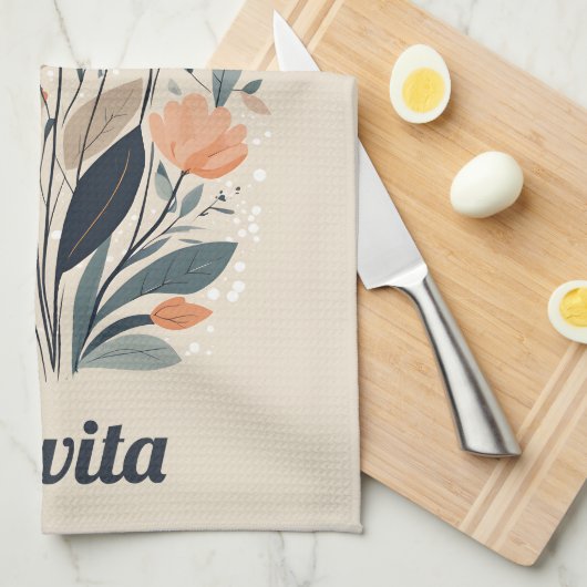 Boho Floral Zeichnend Geschirrtuch (Viertel Falte)