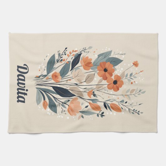 Boho Floral Zeichnend Geschirrtuch (Horizontal)