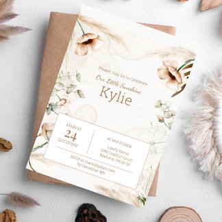 Boho Floral zum Geburtstag Einladung für Mädchen