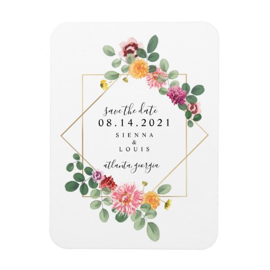 Boho florale botanische Hochzeit rettet das Datum Magnet (Vertikal)
