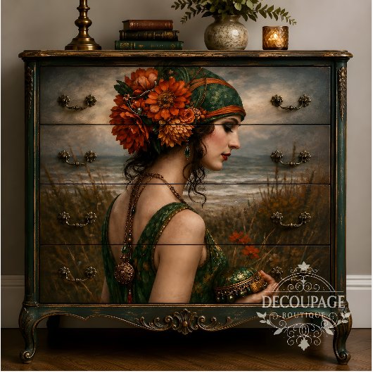 Boho Florale Küstenfrau Dekupage Seidenpapier
