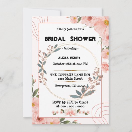 Boho florale Wasserfarben, Mädchen Baby Einladung (Vorderseite)