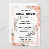 Boho florale Wasserfarben, Mädchen Baby Einladung (Vorne/Hinten)