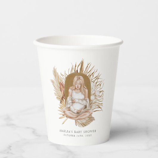 Boho-Florales Babyshower Pappbecher (Vorderseite)