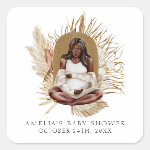 Boho-Florales Babyshower Quadratischer Aufkleber