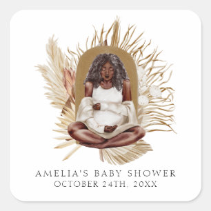 Boho-Florales Babyshower Quadratischer Aufkleber