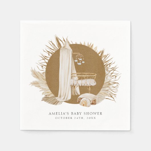 Boho-Florales Babyshower Serviette (Vorderseite)