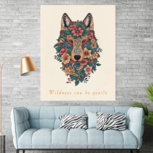 Boho-Florales-Wolf-Wandkunstposter Poster