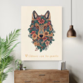 Boho-Florales-Wolf-Wandkunstposter Poster