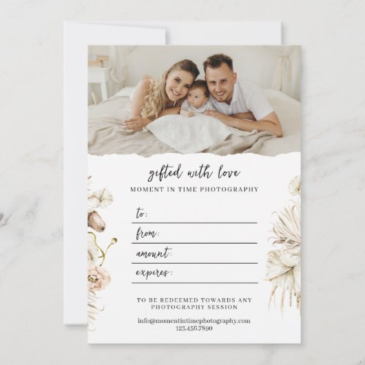 Boho Florals | Arch-Foto | Fotogeschenkkarte (Rückseite)