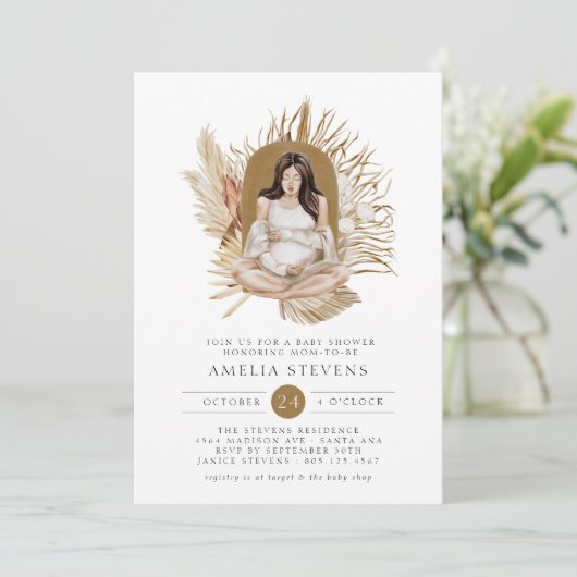 Boho Florals Baby Shower Einladung (Stehend Vorderseite)