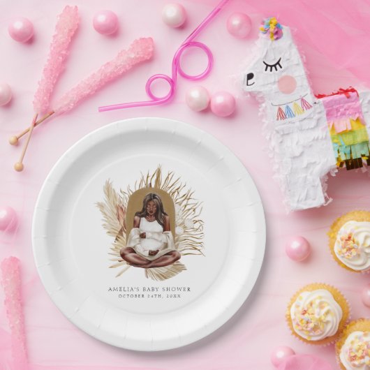 Boho Florals Baby Shower Einladung Pappteller (Party)