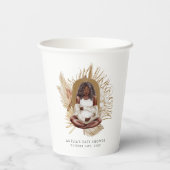 Boho Florals Baby Shower Pappbecher (Rückseite)