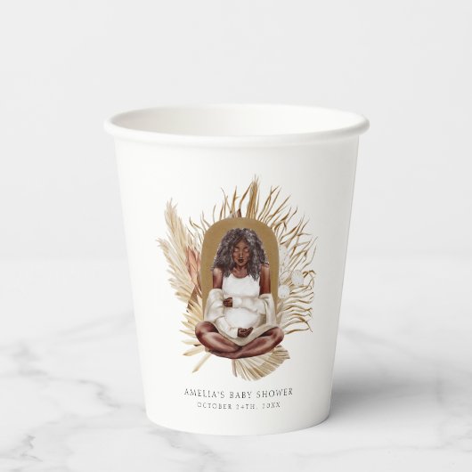 Boho Florals Baby Shower Pappbecher (Rückseite)