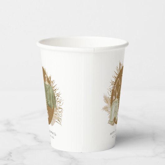 Boho Florals Baby Shower Pappbecher (Rechts)