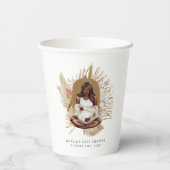 Boho Florals Baby Shower Pappbecher (Rückseite)