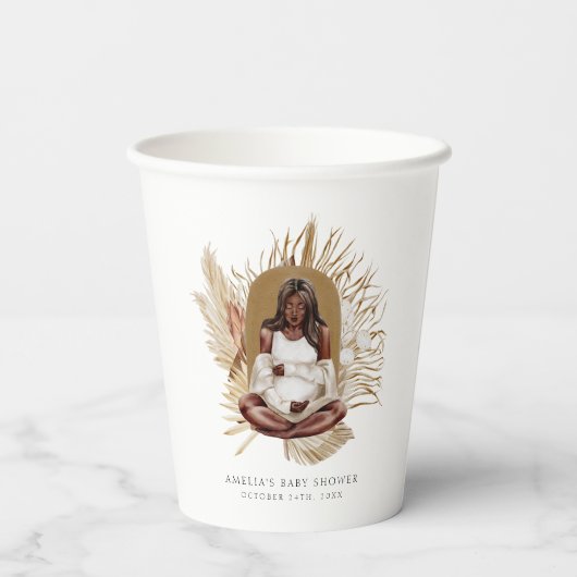 Boho Florals Baby Shower Pappbecher (Rückseite)