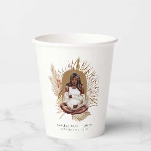 Boho Florals Baby Shower Pappbecher (Vorderseite)