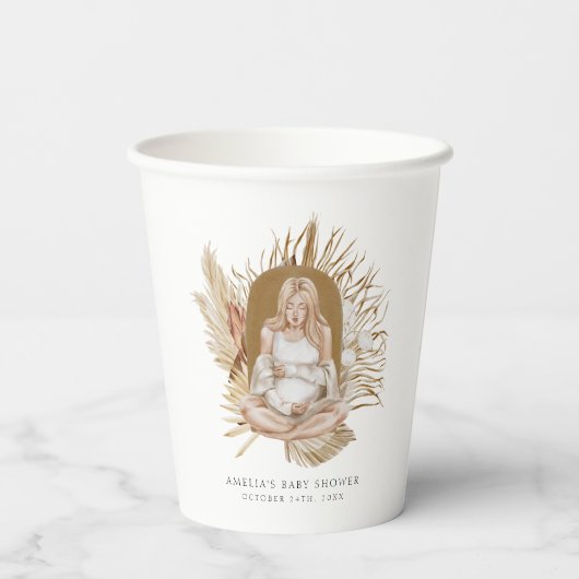 Boho Florals Baby Shower Pappbecher (Rückseite)