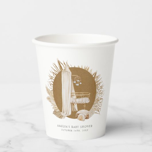 Boho Florals Baby Shower Pappbecher (Vorderseite)