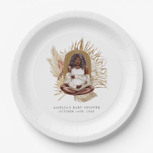 Boho Florals Baby Shower Pappteller (Vorderseite)