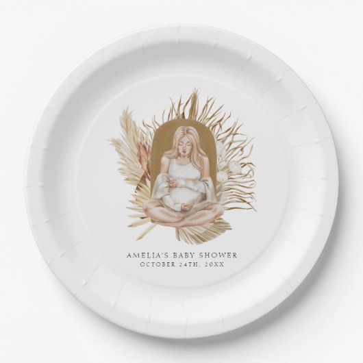 Boho Florals Baby Shower Pappteller (Vorderseite)