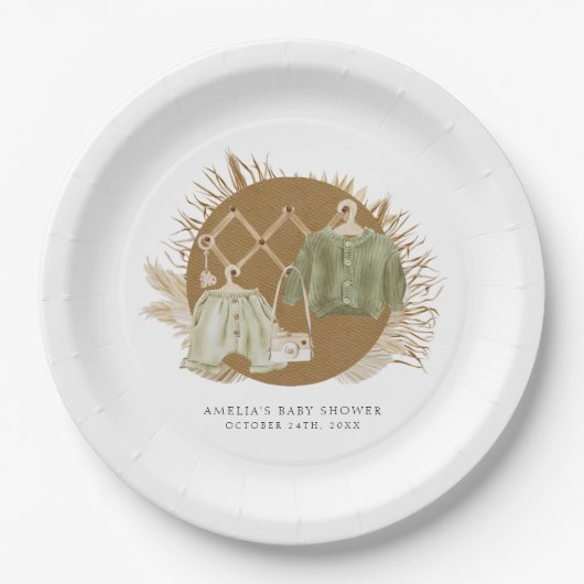 Boho Florals Baby Shower Pappteller (Vorderseite)