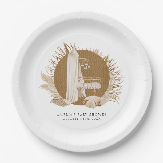 Boho Florals Baby Shower Pappteller (Vorderseite)