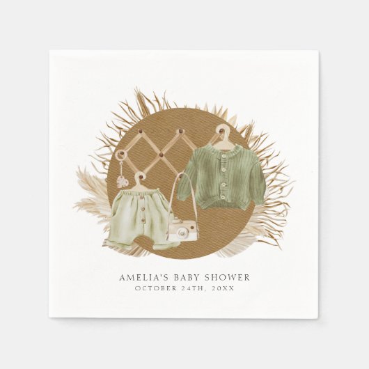 Boho Florals Baby Shower Serviette (Vorderseite)