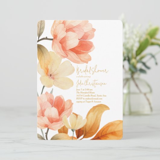 Boho Florals Brautparty Einladung (Stehend Vorderseite)