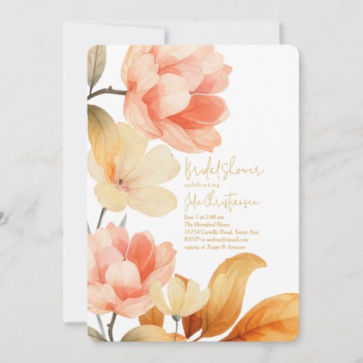 Boho Florals Brautparty Einladung (Vorderseite)