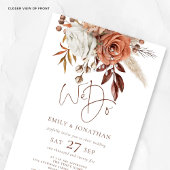Boho Florals Brown Cream We Do QR Code Wedding Einladung